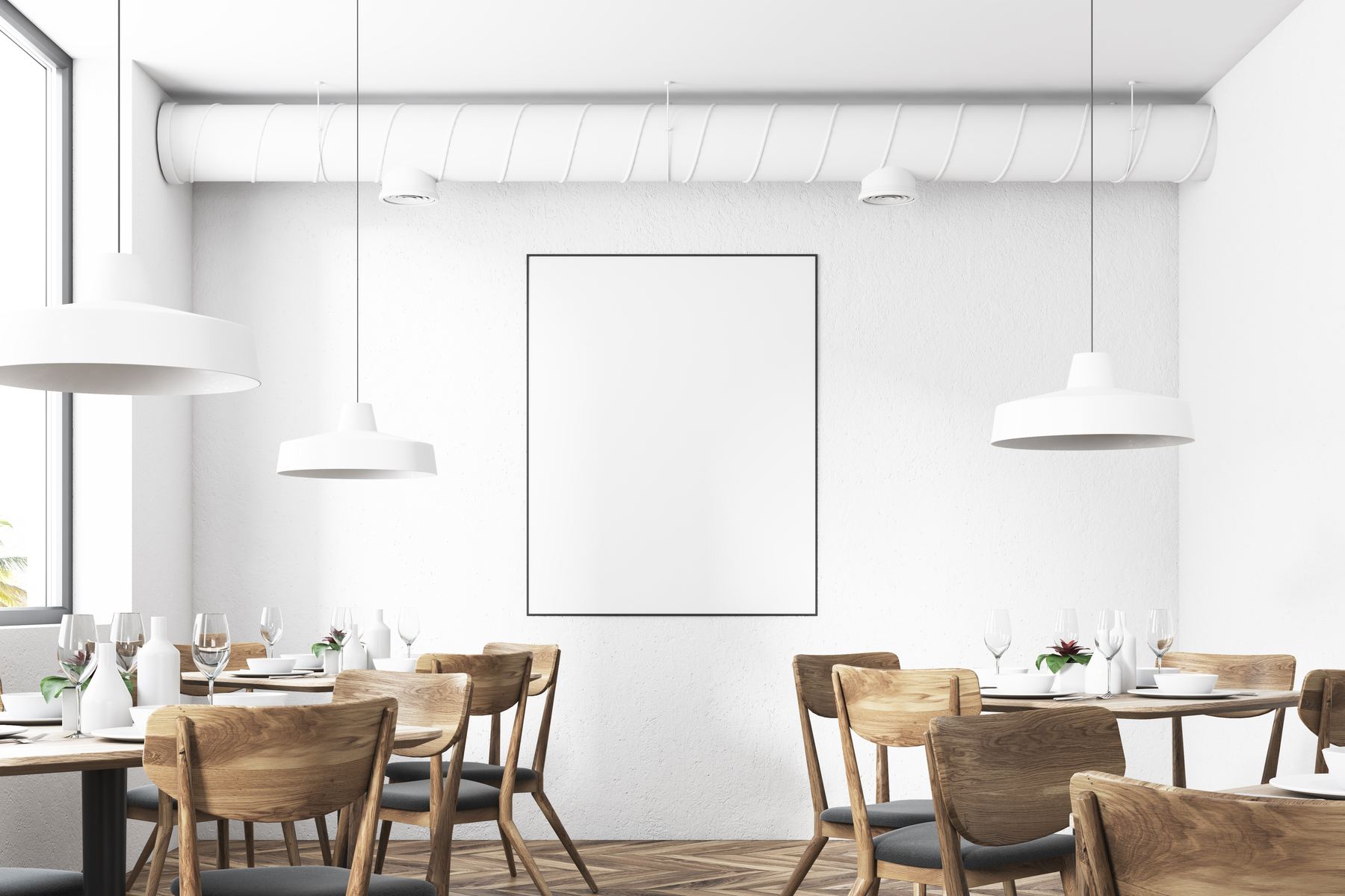 Gereinigter Gastraum eines Restaurants